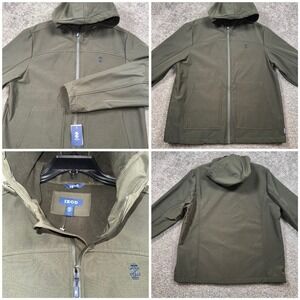 IZOD Mens Softshell Hooded Jacket Deep Forest Green Full Zip Size Large NEW
